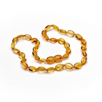 Baby-Halskette aus Bernstein, oval, Honig