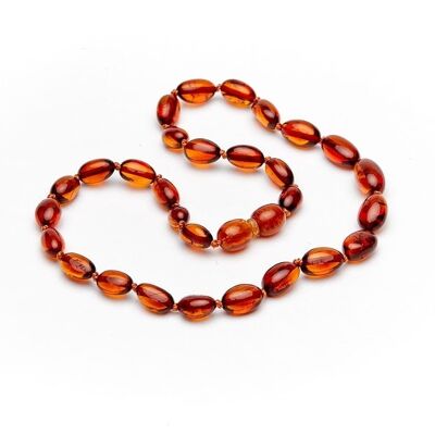 Amber baby necklace oval cognac