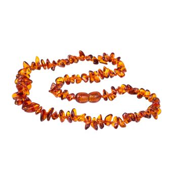 Collier de dentition ambre chips cognac 1