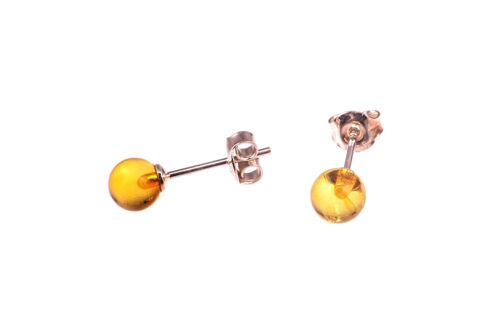 Amber earrings round honey