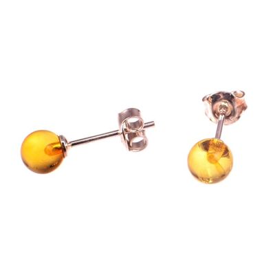 Amber earrings round honey