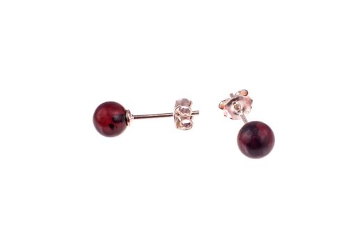 Amber earrings round cherry