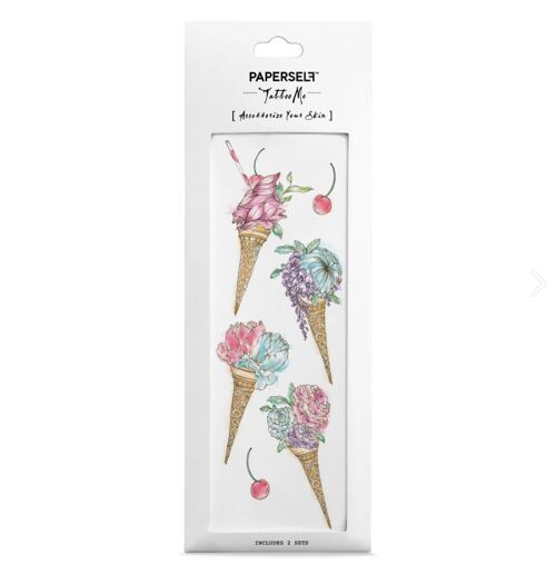 Floral Ice Cream Temporary Tattoo