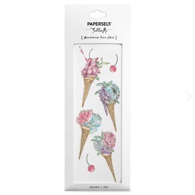 Floral Ice Cream Temporary Tattoo