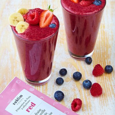 SINGLE Red: Strawberry, Blueberry, Blackcurrant, Raspberry, Banana - 100% pure fruit preparation to rehydrate
