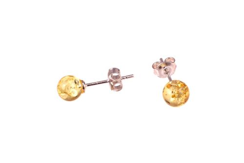 Amber earrings round lemon