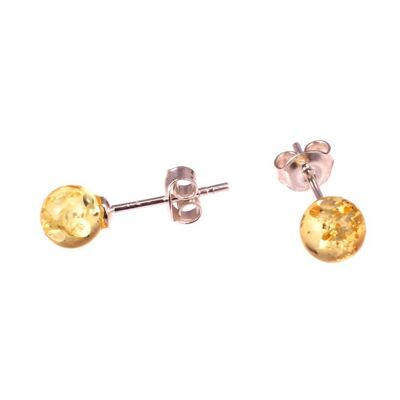 Amber earrings round lemon