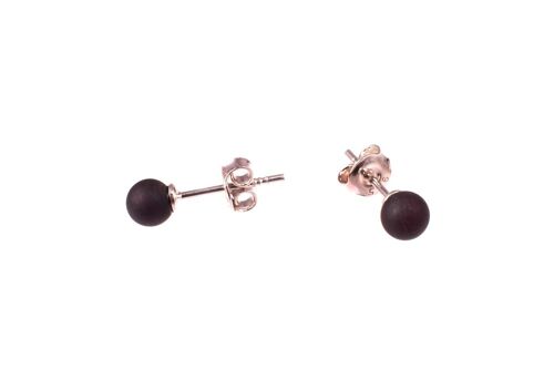 Amber earrings round black