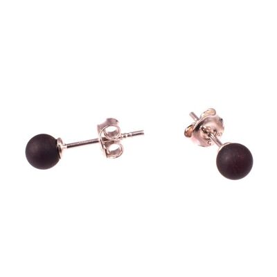 Amber earrings round black