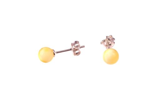 Amber earrings round milky