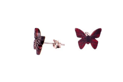 Amber earrings butterfly cherry