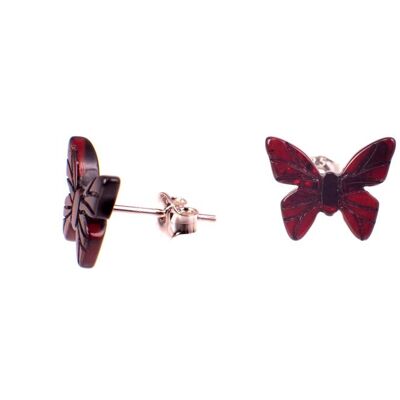 Amber earrings butterfly cherry