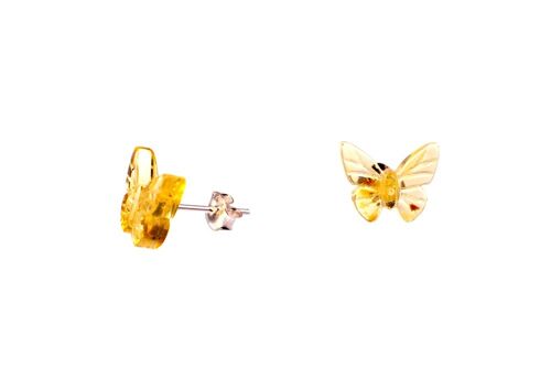 Amber earrings butterfly lemon