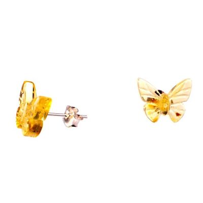 Amber earrings butterfly lemon