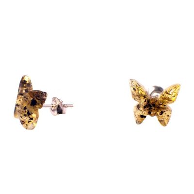 Amber earrings butterfly green