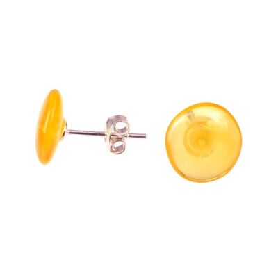 Amber earrings disk lemon