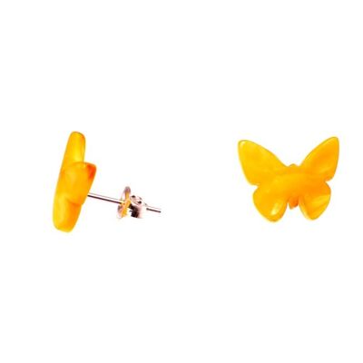 Amber earrings butterfly butter