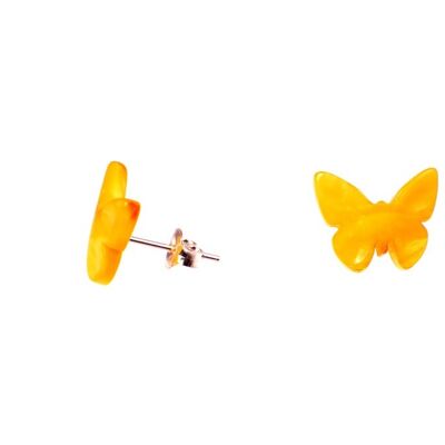 Boucles d'oreilles ambre papillon beurre