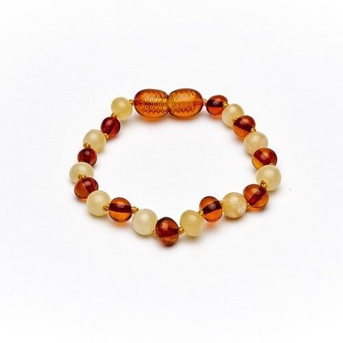 Teething bracelet/anklet baroque cognac/milk