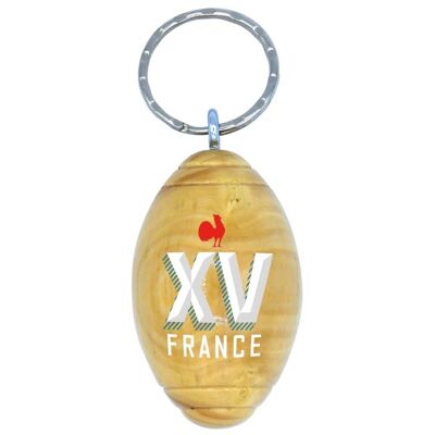 Weißer französischer XV-Schlüsselanhänger – France Rugby X Ovalie Original