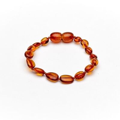 Amber baby bracelet/anklet oval cognac