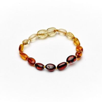 Bracelet/bracelet de cheville ovale en ambre pour bébé, arc-en-ciel