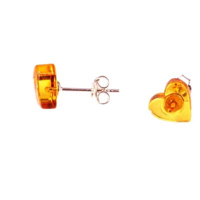 Amber earrings heart honey