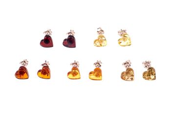 Boucles d'oreilles ambre coeur miel 2