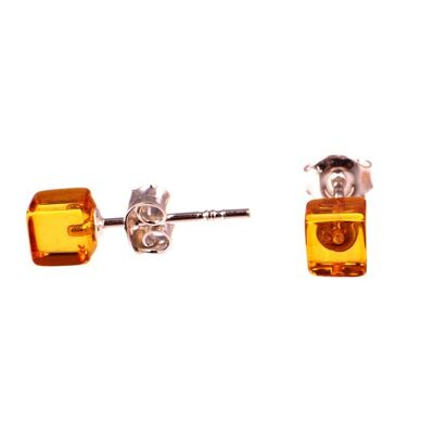Amber earrings square honey