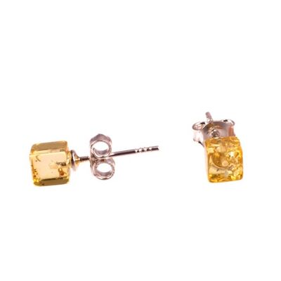 Amber earrings square lemon