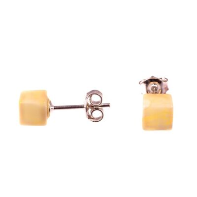 Boucles d'oreilles ambre carré laiteux