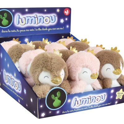 Pingüino de peluche Luminou 14 cm, 2 uds. Caja de presentación