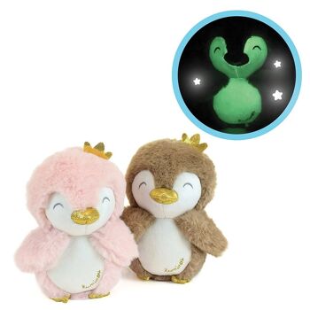 Luminou peluche pingouin 14 cm, 2 asst. Boite présentoir 2