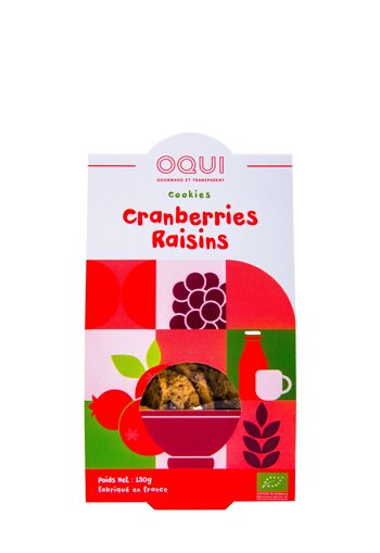Biscuits bio Cranberries Raisins - Sachet individuel de 130g 2