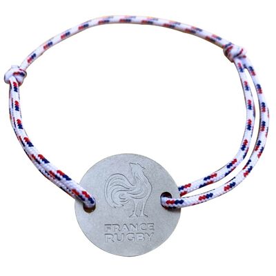 Weißes dreifarbiges Armband von France Rugby – France Rugby X Ovalie Original