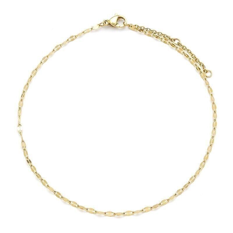 Cavigliera Regolabile in Acciaio Catena Fine Golden Summer