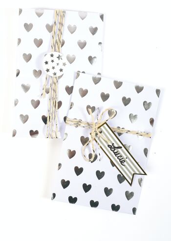 MINI KIT 4 SACHETS COEURS ARGENT A DECORER 2