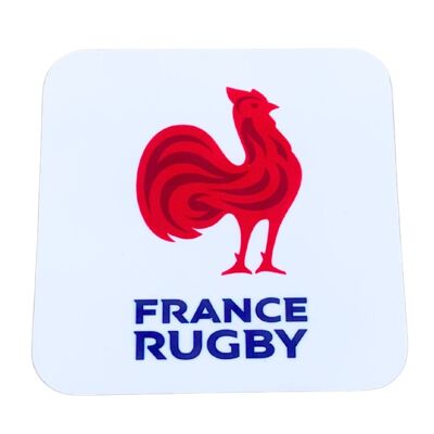 Pack of 4 rooster + white coasters - France Rugby x Ovalie Original