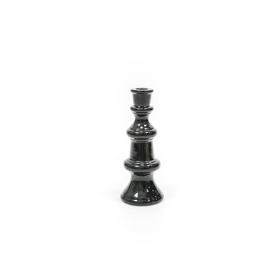 HV Classic Chess Kerzenhalter L - 9x9x23 cm - Schwarz