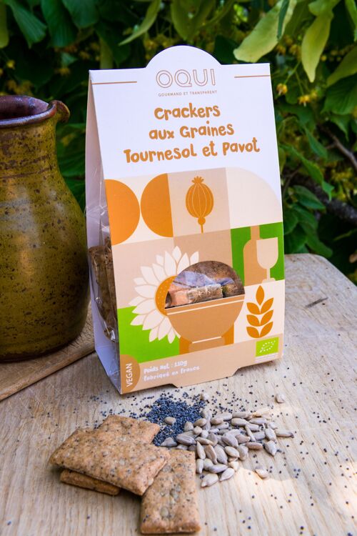 Crackers bio Tournesol et Pavot - Sachet individuel de 110g
