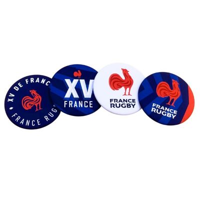 Packung mit 4 Magnet-Mix-Flaschenöffnern – France Rugby X Ovalie Original