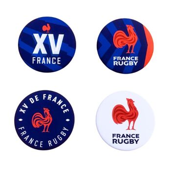 Pack de 4 décapsuleurs magnet mix - France Rugby X Ovalie Original 2