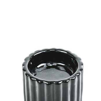 HV Cylindre Porte-Bougie Nervuré Croisé - Noir - 7x7x6cm 3