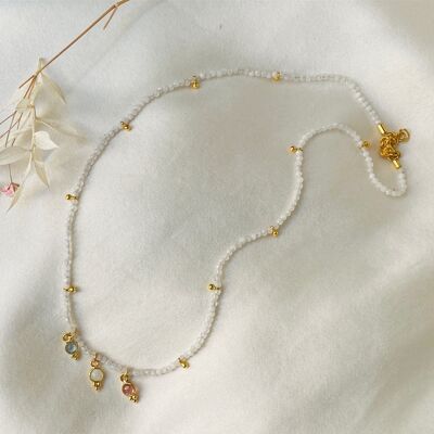 Louba white labradorite and tourmalines necklace