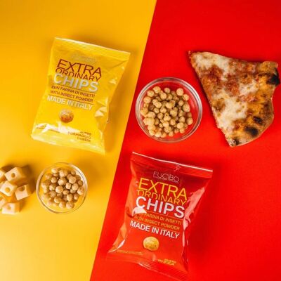 Chips Party Mix - sortierte Box mit 9 Packungen mit Pizzageschmack + 9 Packungen mit Käsegeschmack