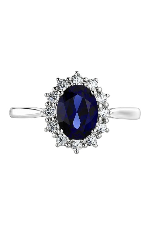 Cate Created Brilliance 9ct White Gold 8*6mm Created Sapphire and 0.25ct