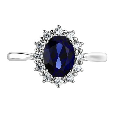 Cate Created Brilliance 9ct White Gold 8*6mm Created Sapphire and 0.25ct