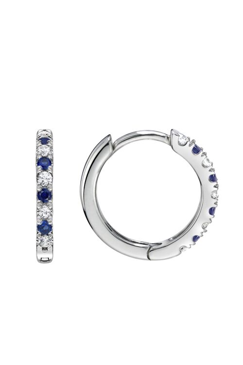 Julia Created Brilliance 9ct White Gold Created Sapphire & Lab Grown Diamond Hoop Earrings