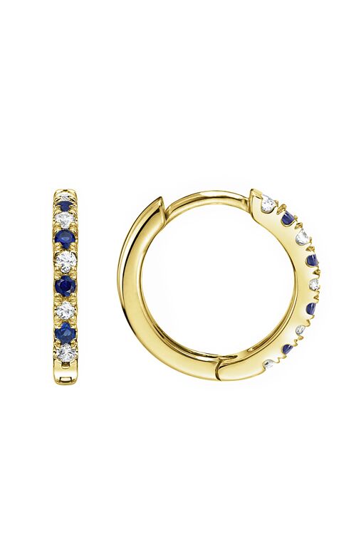 Julia Created Brilliance 9ct Yellow Gold Created Sapphire & Lab Grown Diamond Hoop Earrings