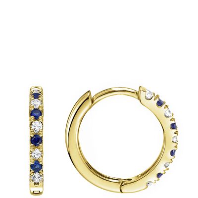Julia Created Brilliance 9ct Yellow Gold Created Sapphire & Lab Grown Diamond Hoop Earrings